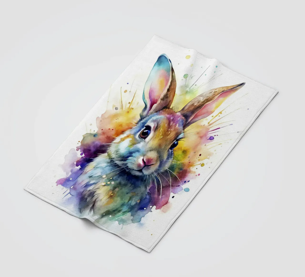 Coniglio ad acquerello coperta in pile da 🎁 NOBELART