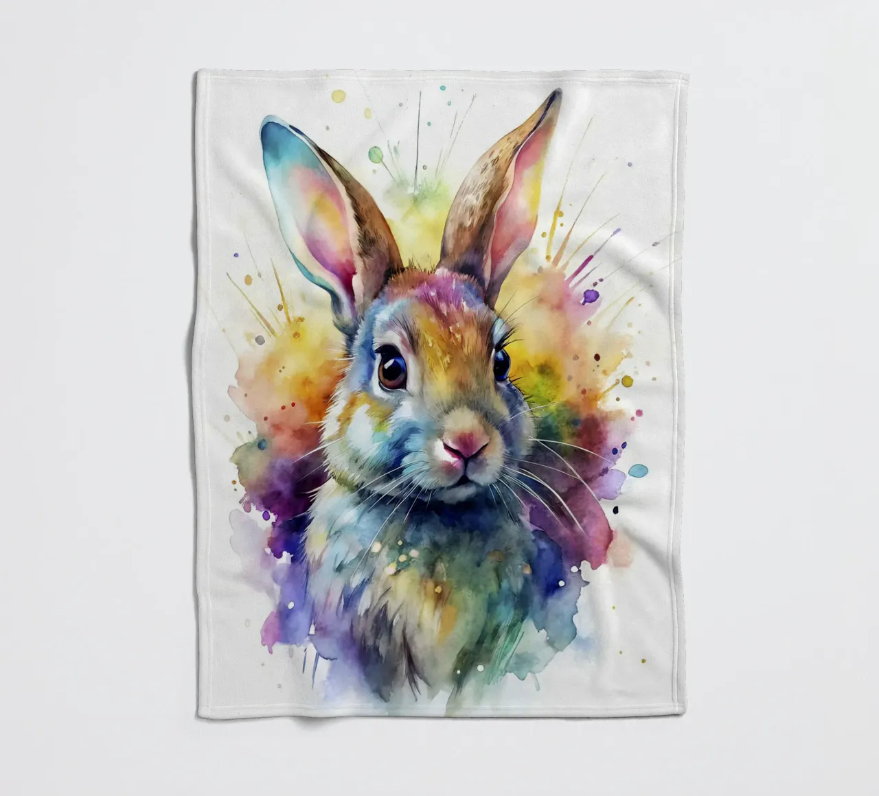 Coniglio ad acquerello coperta in pile da 🎁 NOBELART