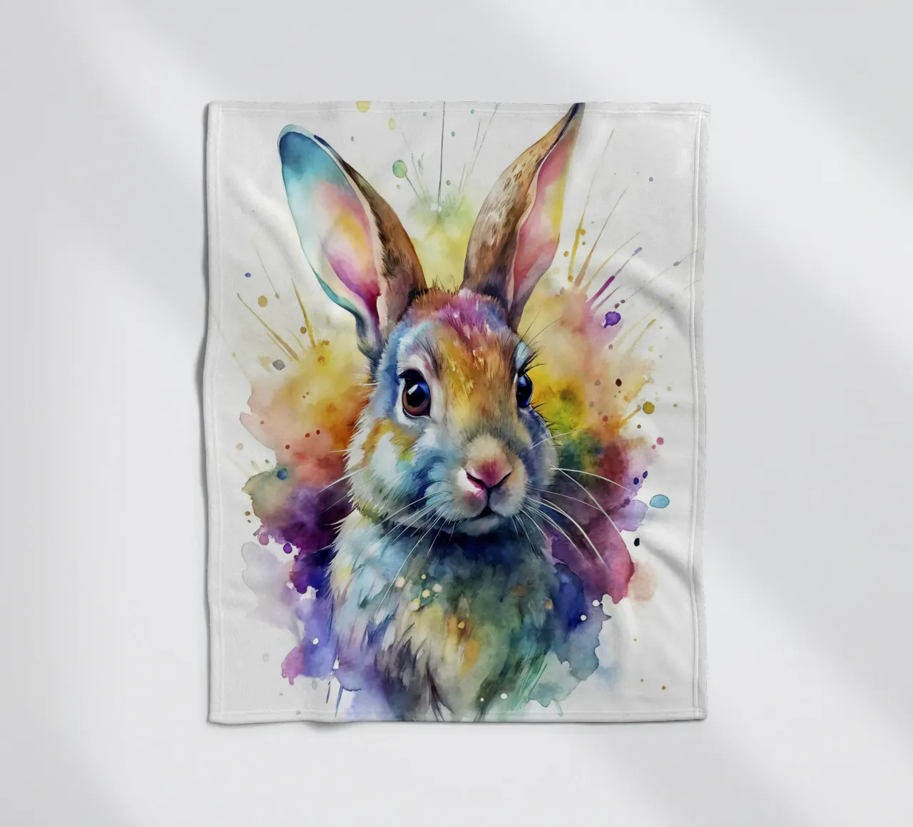 Coniglio ad acquerello coperta in pile da 🎁 NOBELART