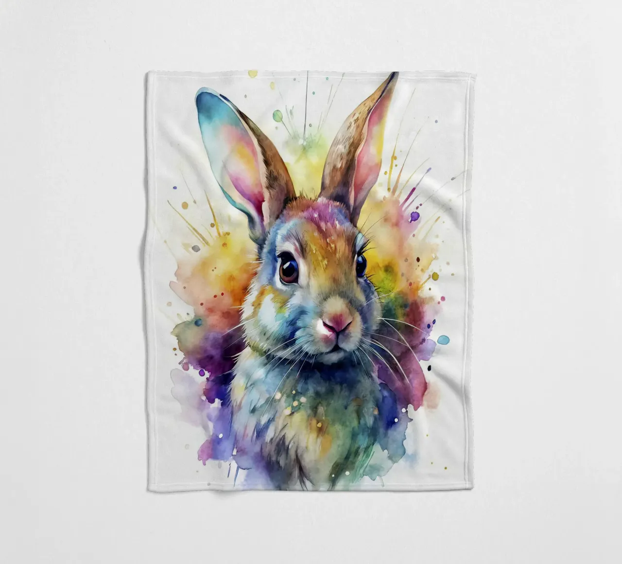 Coniglio ad acquerello coperta in pile da 🎁 NOBELART