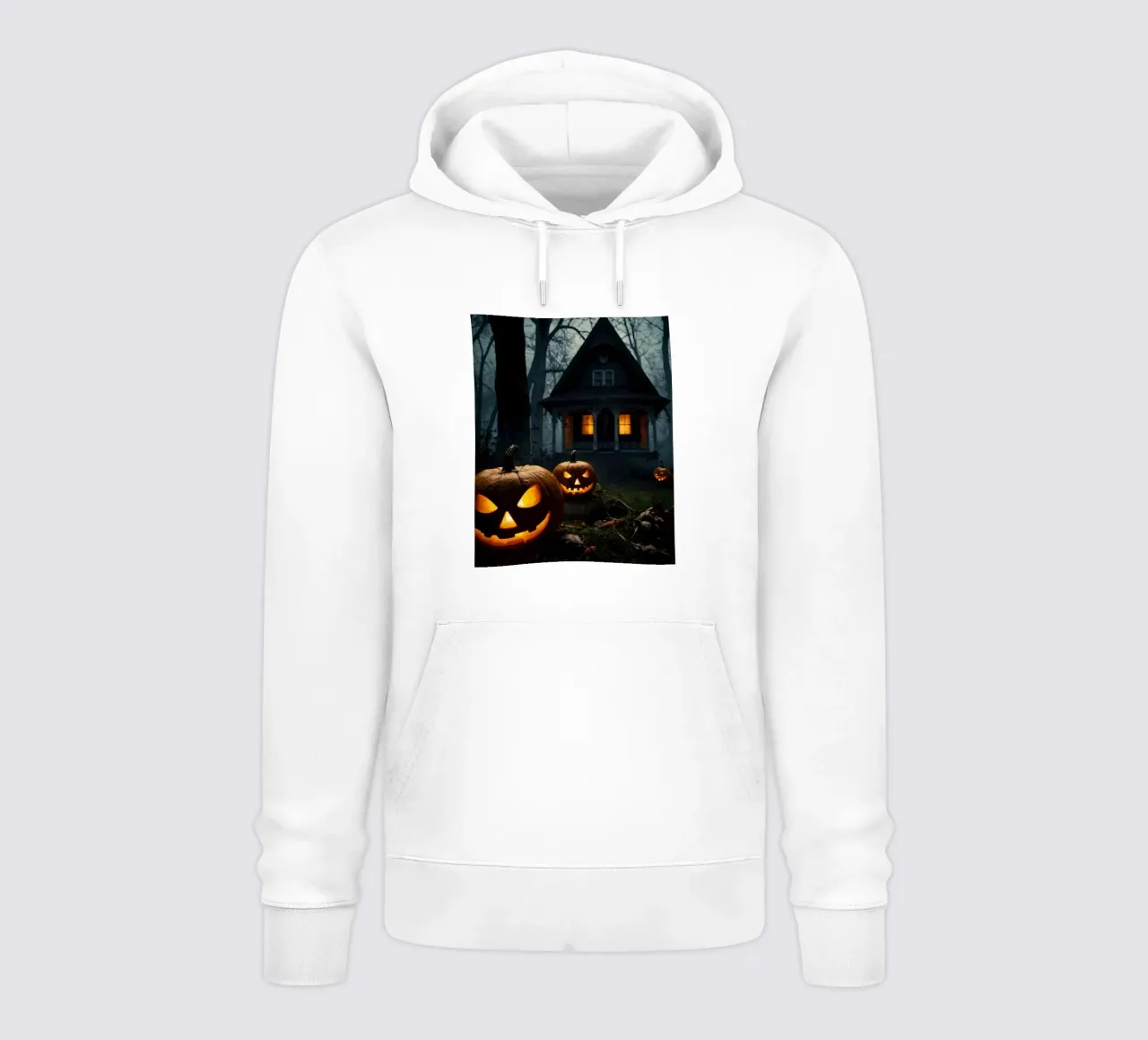 Halloween: Zucca e casa spettrale nella foresta felpa con cappuccio da RB-Digital-Paintings