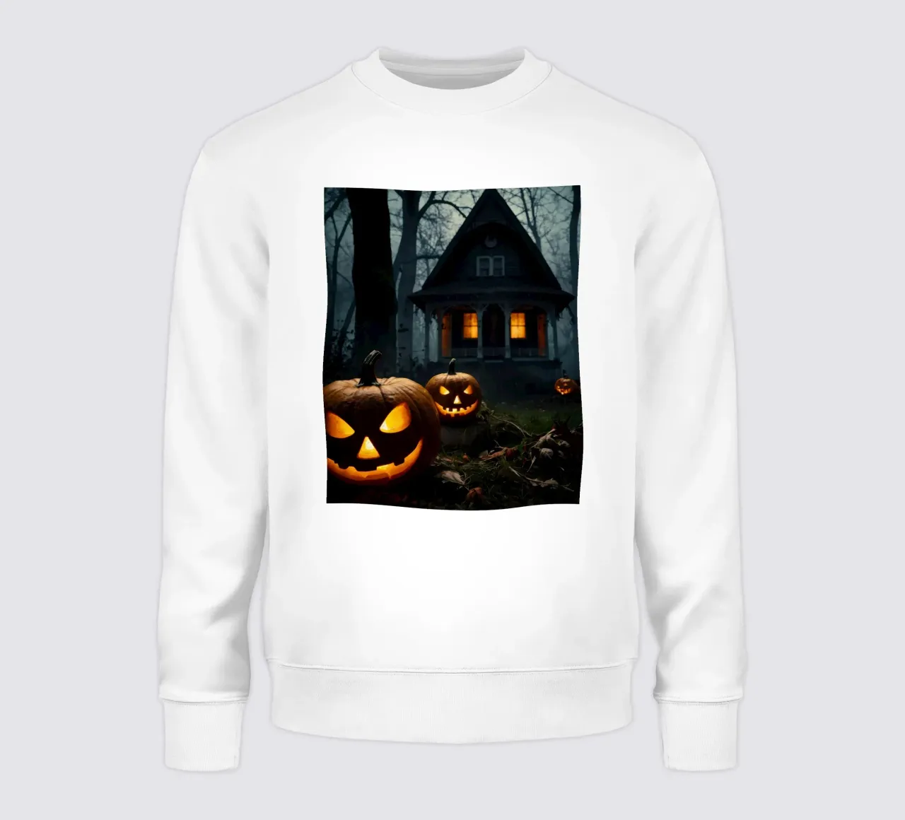 Halloween: Zucca e casa spettrale nella foresta felpa da RB-Digital-Paintings