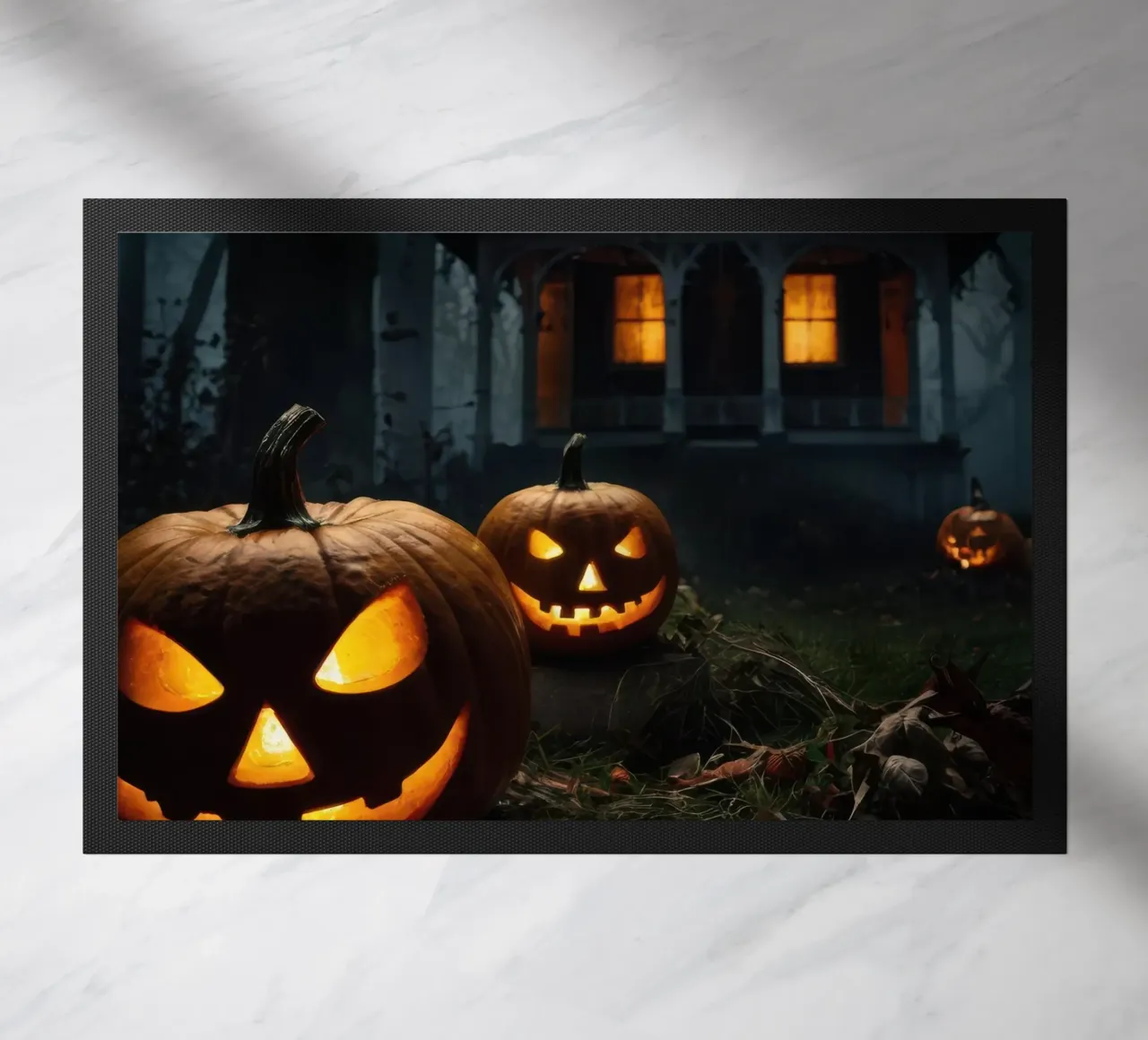 Halloween: Zucca e casa spettrale nella foresta zerbino da RB-Digital-Paintings