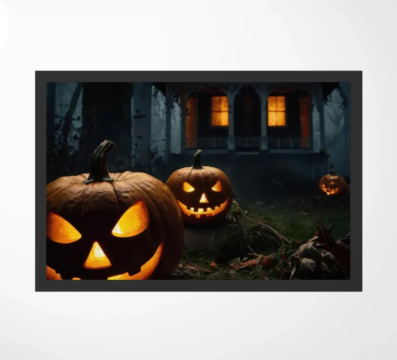 Halloween: Zucca e casa spettrale nella foresta zerbino da RB-Digital-Paintings