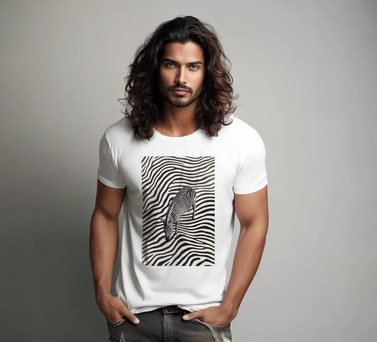 Strisce zebrate | Line art Op-Art t-shirt da Autofocus