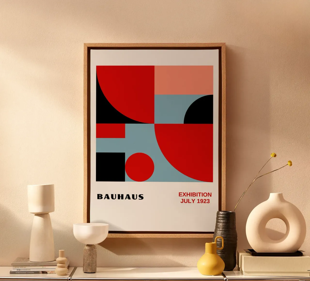 Red & Pastel Color Block - Bauhaus Geometry 1923 canvas by Grungeo