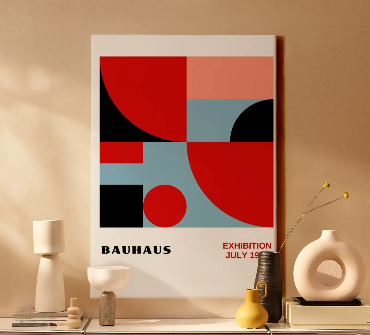 Red & Pastel Color Block - Bauhaus Geometry 1923 canvas by Grungeo
