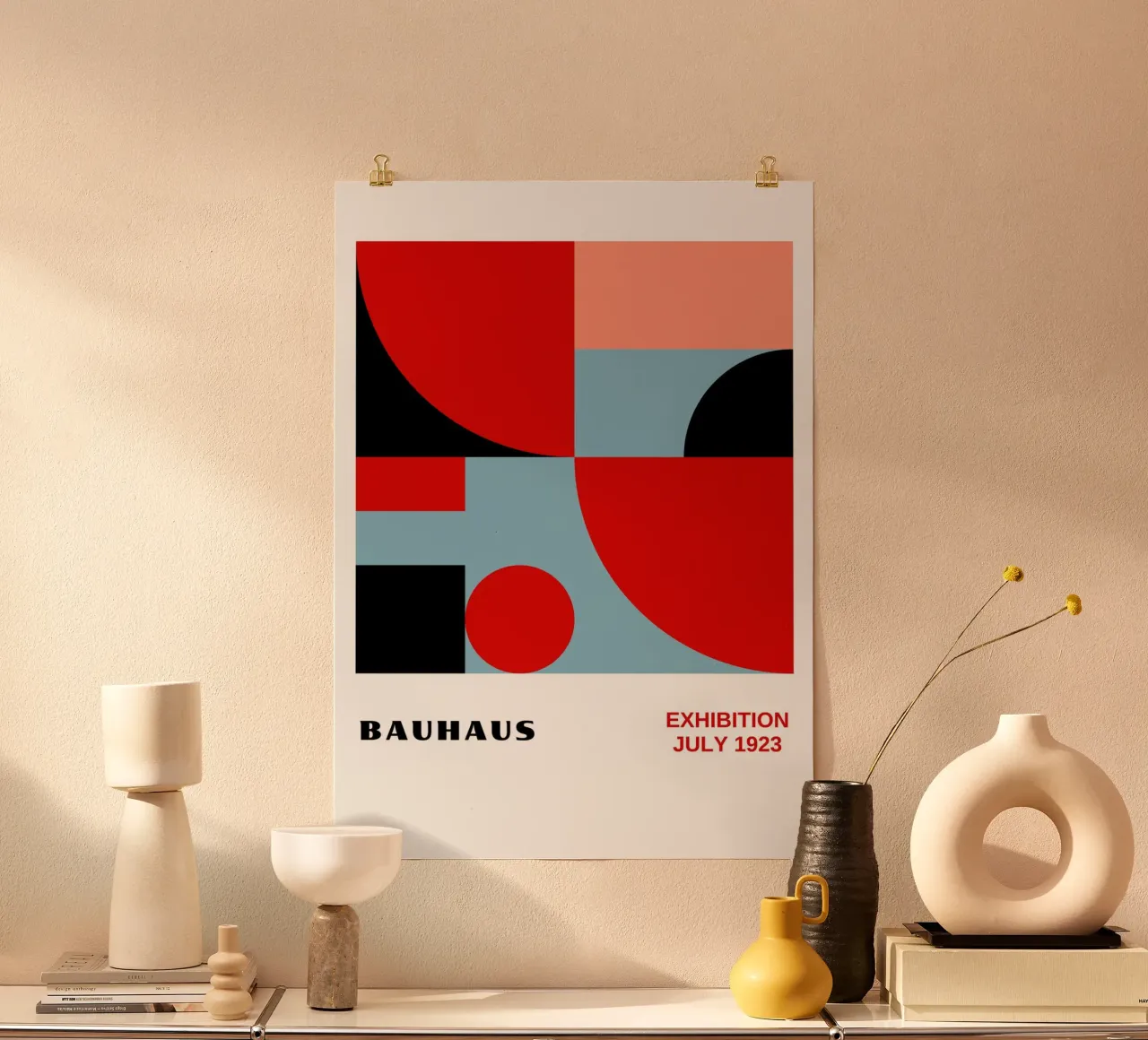 Rot & Pastellfarbener Block - Bauhaus-Geometrie 1923 Hahnemühle von Grungeo