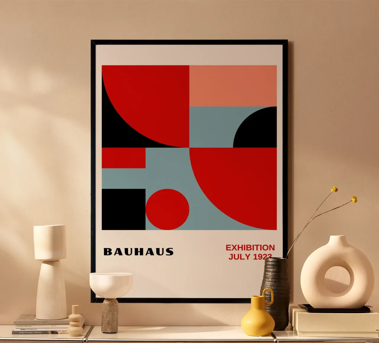 Rot & Pastellfarbener Block - Bauhaus-Geometrie 1923 Hahnemühle von Grungeo