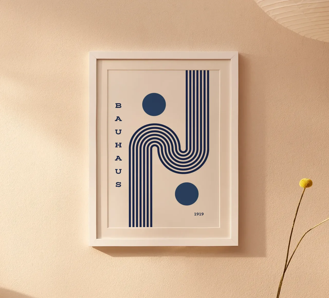 Bauhaus 1919 S-Curve Art | Linea parallela blu minimalista Pri carta hahnemühle da Grungeo