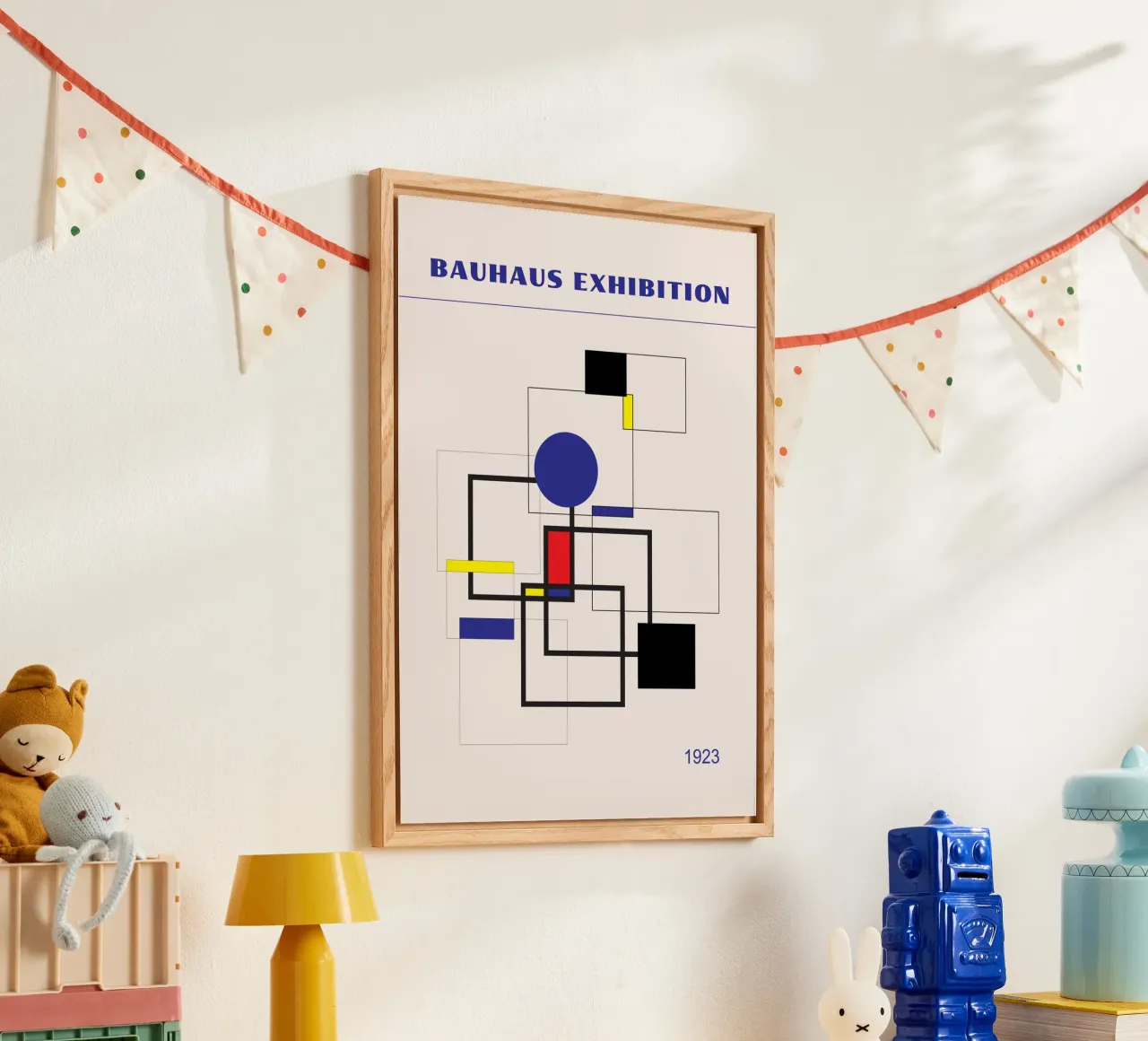 Bauhaus De Stijl Geometric Art | Primary Color Abstract Grid metacrilato de Grungeo