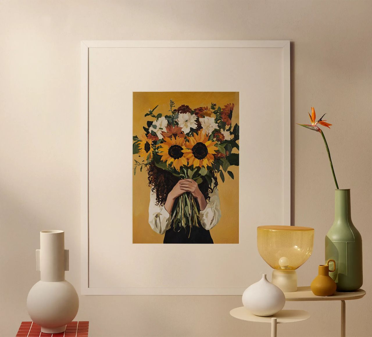 Bouquet de fleurs Tournesols Cadeau Botanique Fleurs Huile poster de Euphoria Theresa