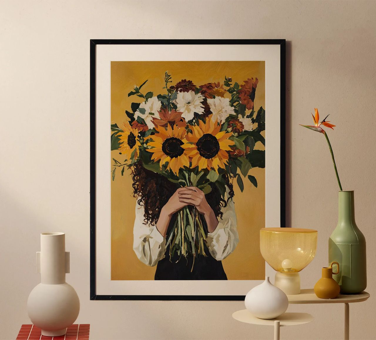 Bouquet de fleurs Tournesols Cadeau Botanique Fleurs Huile poster de Euphoria Theresa