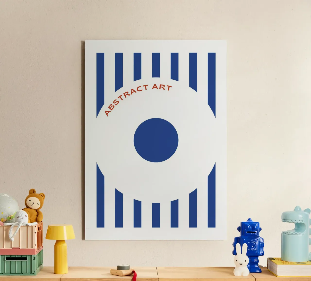 Bauhaus Abstract Target Print | Minimalista Raya Azul Círculo aluminio dibond de Grungeo