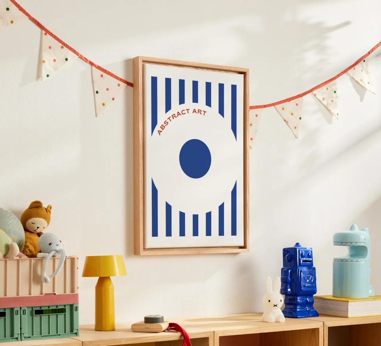 Bauhaus Abstract Target Print | Minimalist Blue Stripe Circl canvas by Grungeo