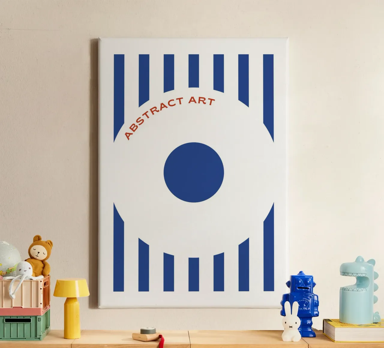 Bauhaus Abstract Target Print | Minimalist Blue Stripe Circl canvas by Grungeo