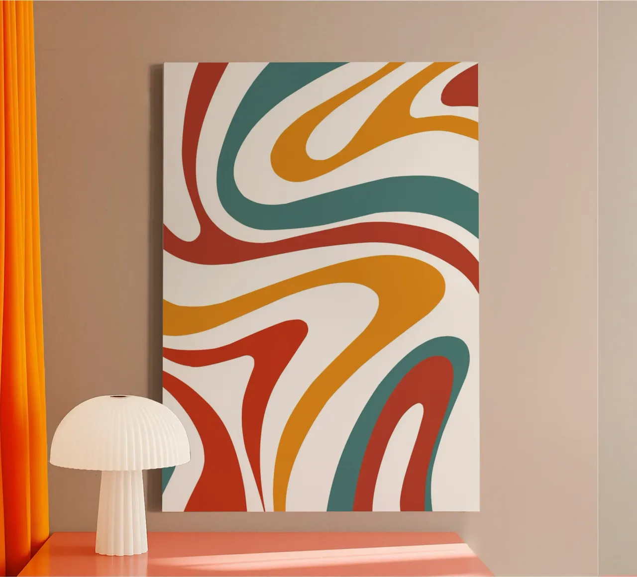 Retro Flowing Waves Art: Mid-Century Modern Groovy Abstract canvas by Grungeo
