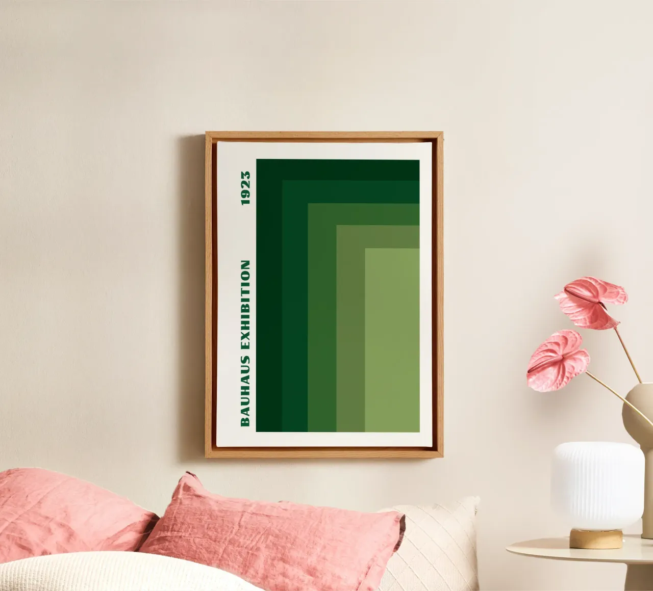 Bauhaus aardetint geometrisch raster: Abstracte compositie canvas van Grungeo