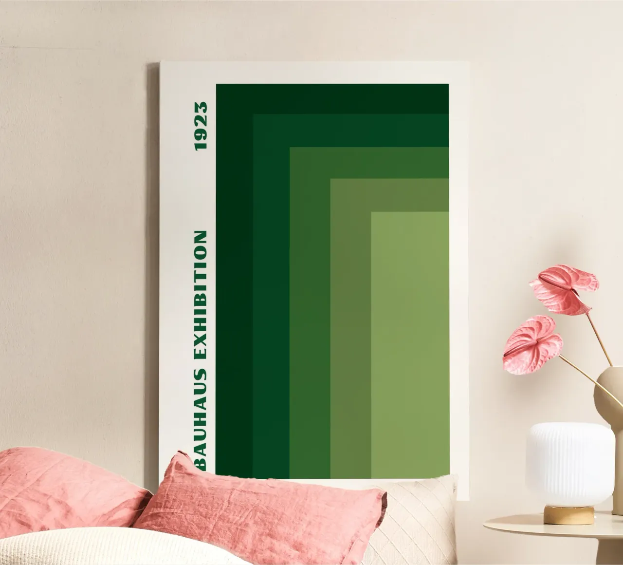 Bauhaus aardetint geometrisch raster: Abstracte compositie canvas van Grungeo