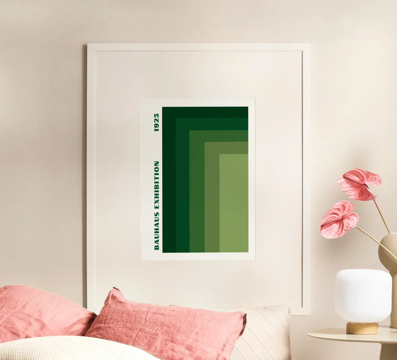 Bauhaus aardetint geometrisch raster: Abstracte compositie hahnemühle van Grungeo
