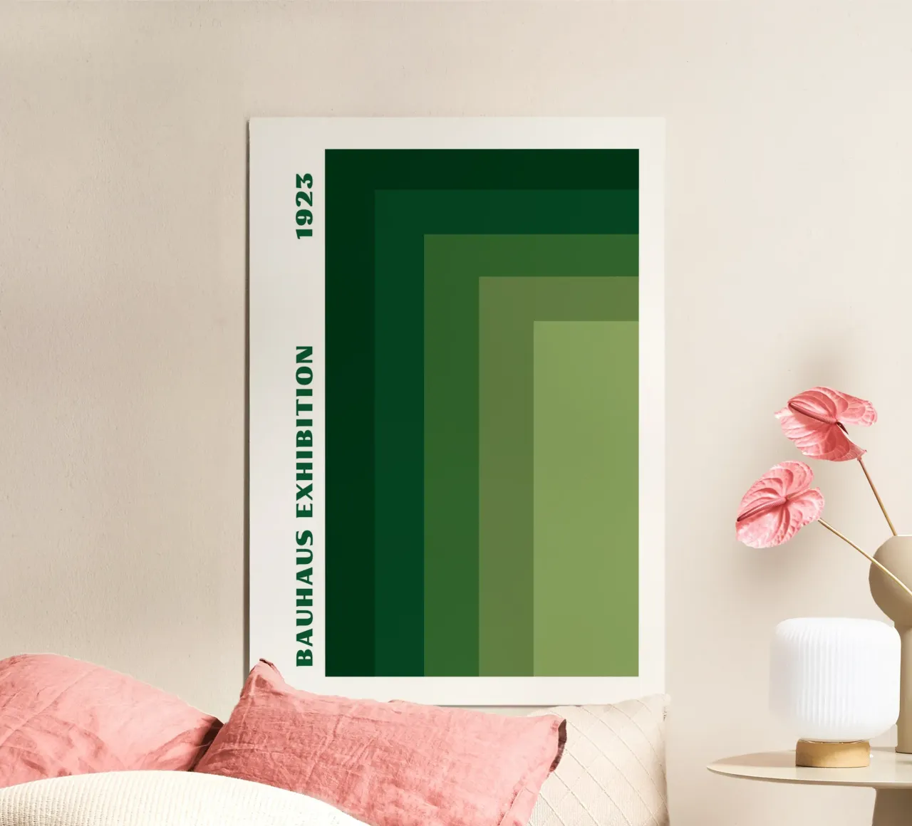 Bauhaus aardetint geometrisch raster: Abstracte compositie hahnemühle van Grungeo