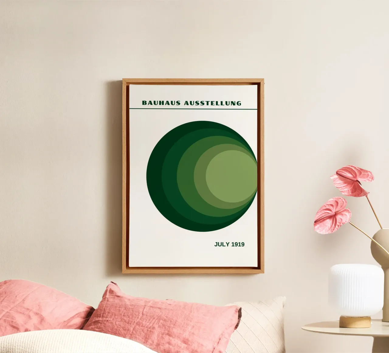 Kandinsky Cerchi verdi sfumati: Bauhaus 1919 Astratto tela da Grungeo