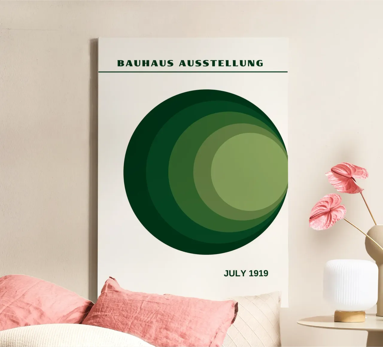 Kandinsky Cerchi verdi sfumati: Bauhaus 1919 Astratto tela da Grungeo