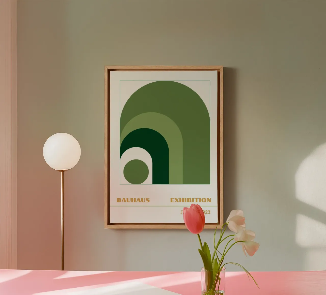 Nested Arch Green Gradient: Bauhaus 1923 Minimalist Poster canvas by Grungeo