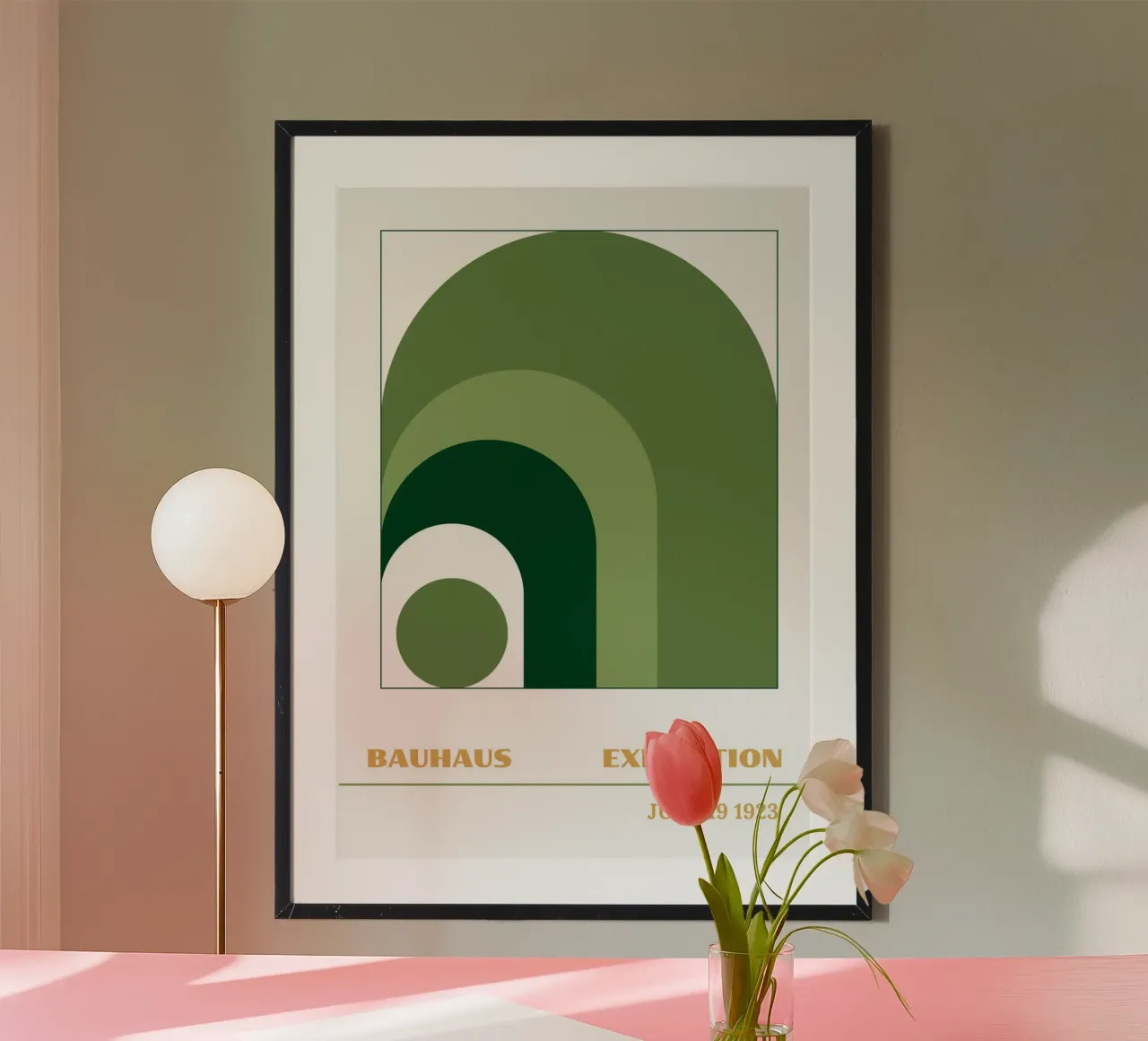 Nested Arch Green Gradient: Bauhaus 1923 Minimalist Poster Hahnemühle von Grungeo