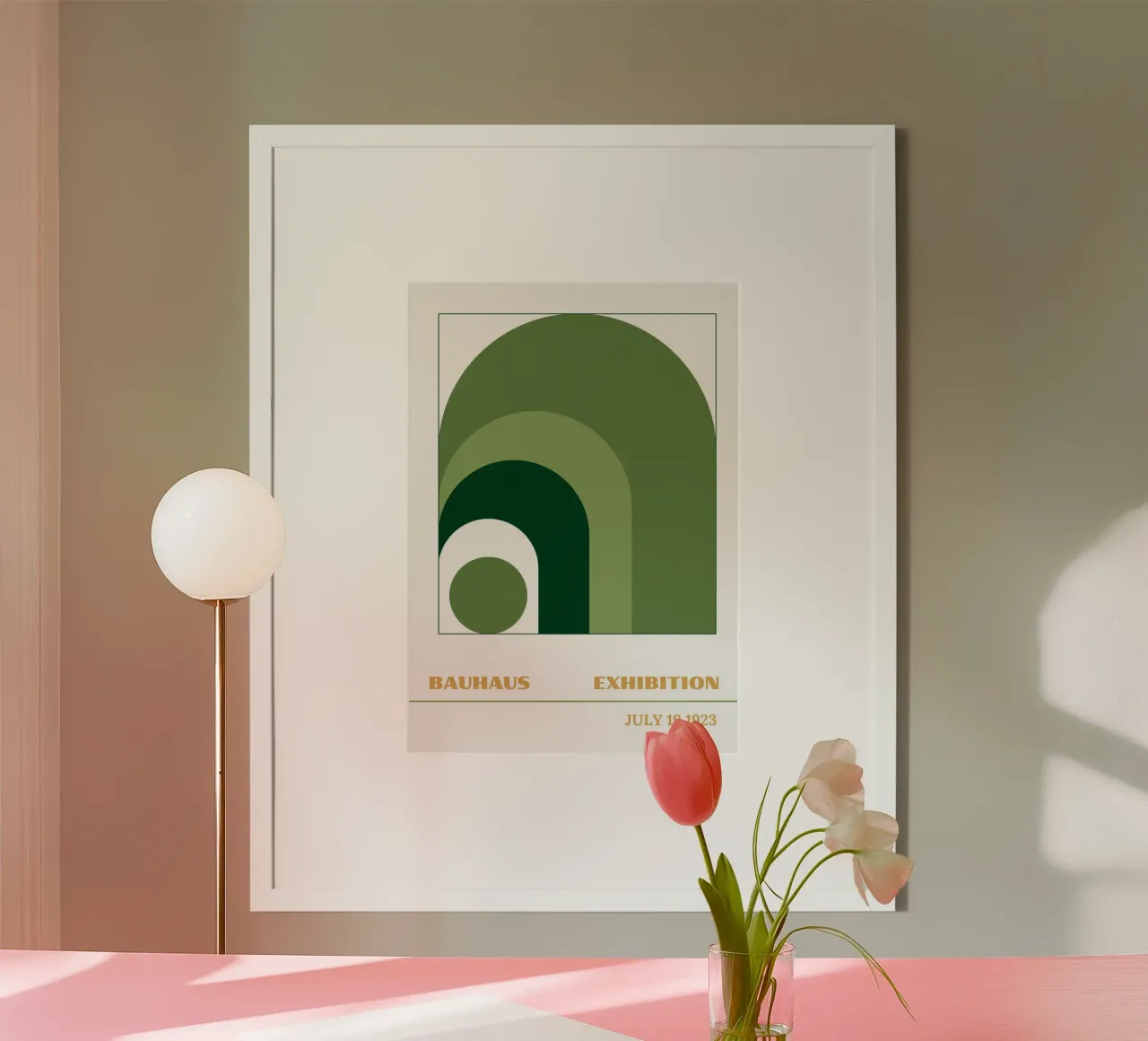 Nested Arch Green Gradient: Bauhaus 1923 Minimalist Poster Hahnemühle von Grungeo