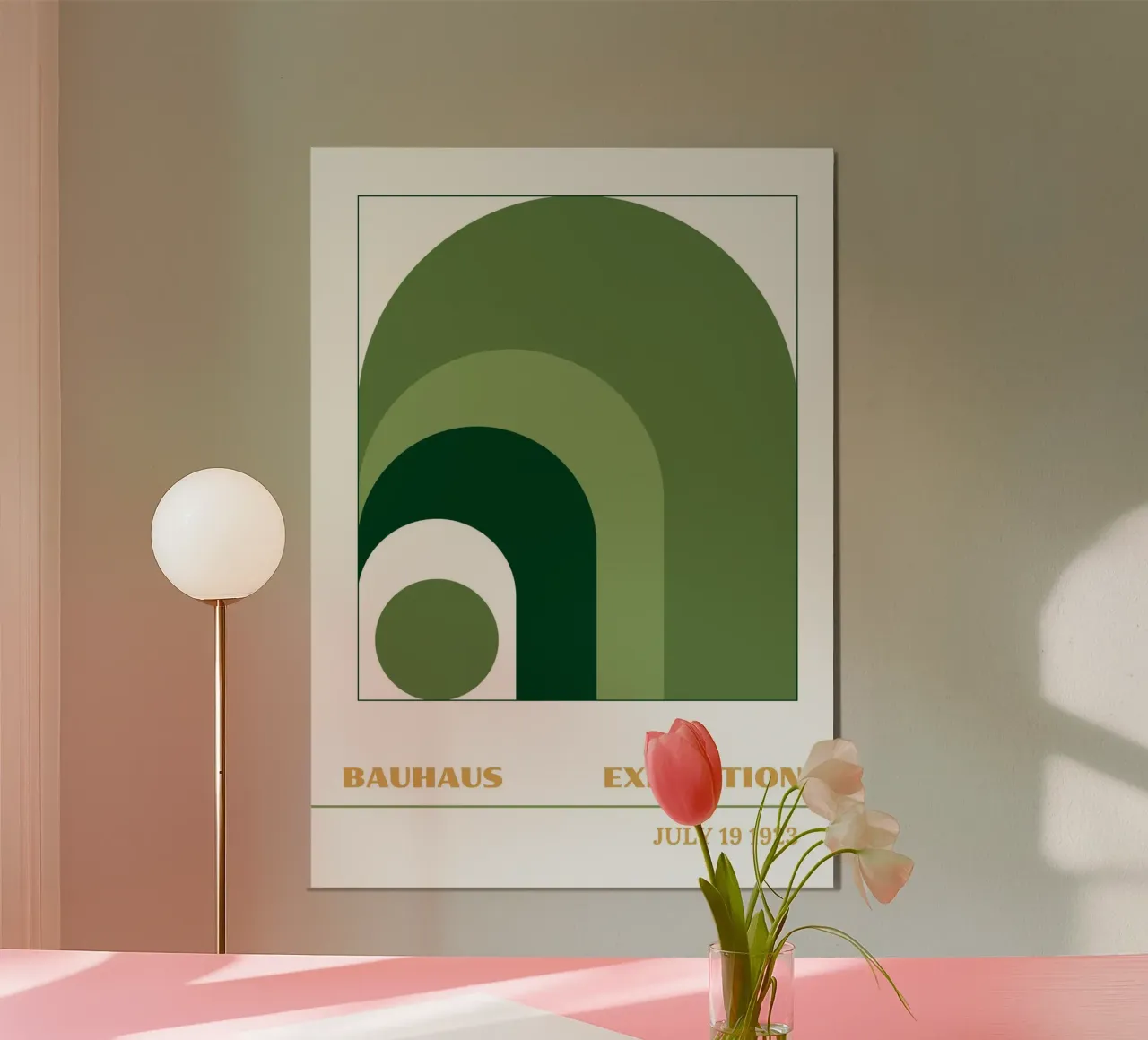Nested Arch Green Gradient: Bauhaus 1923 Minimalist Poster Hahnemühle von Grungeo