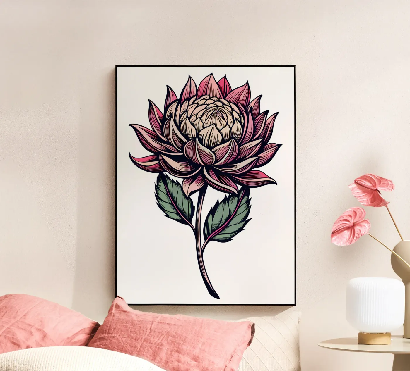 Protea rosa vibrante plexiglass da Artistic-shop