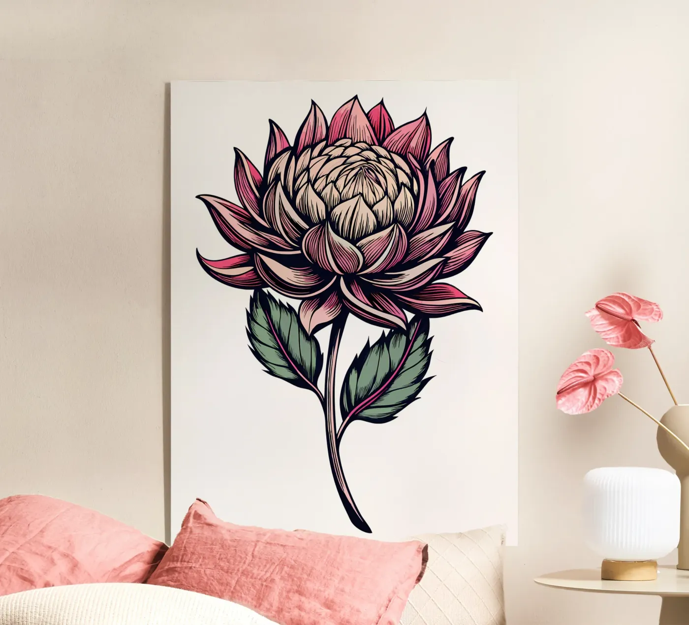 Protea rosa vibrante plexiglass da Artistic-shop