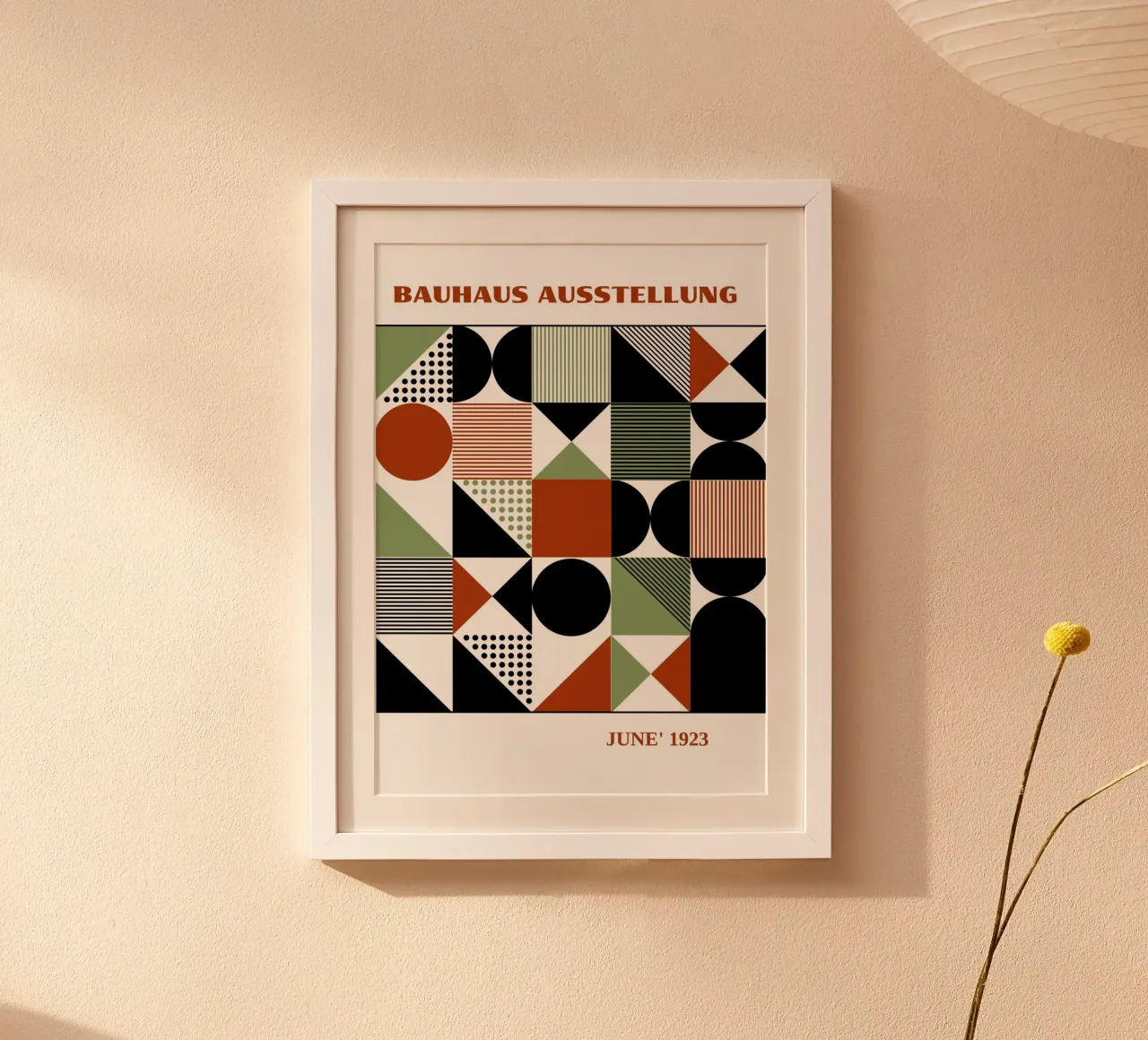 Bauhaus Geometric Grid Art | Terracotta Sage Green Pattern 1 carta hahnemühle da Grungeo