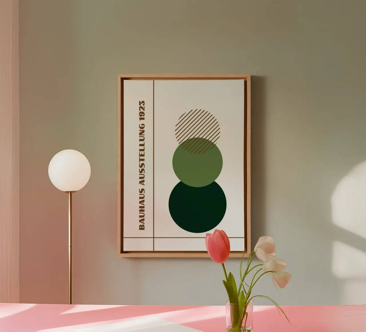 Bauhaus Circles Stack | Green Gradient Minimalist Earth Tone tela da Grungeo