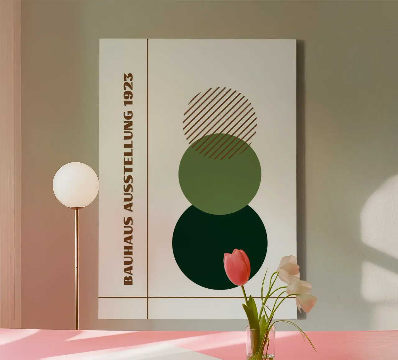 Bauhaus Circles Stack | Green Gradient Minimalist Earth Tone tela da Grungeo