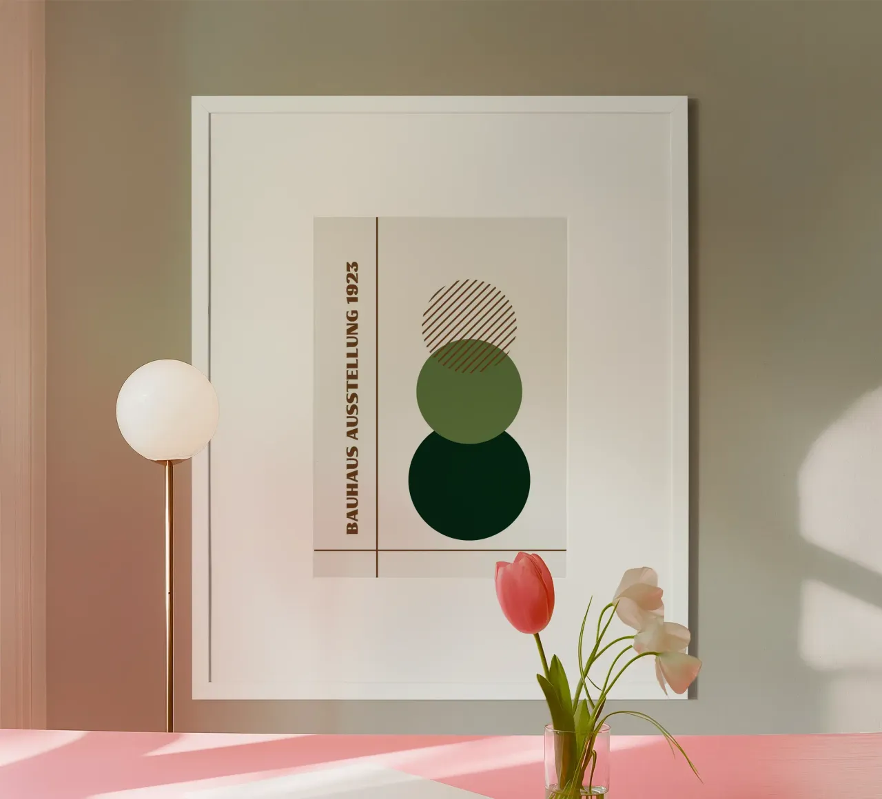 Bauhaus Circles Stack | Green Gradient Minimalist Earth Tone poster da Grungeo