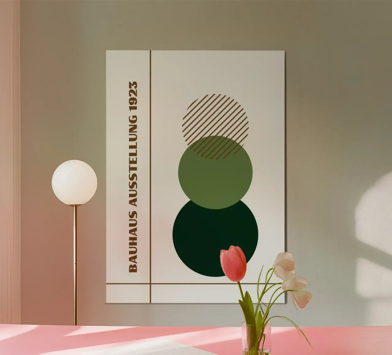 Bauhaus Circles Stack | Green Gradient Minimalist Earth Tone poster da Grungeo