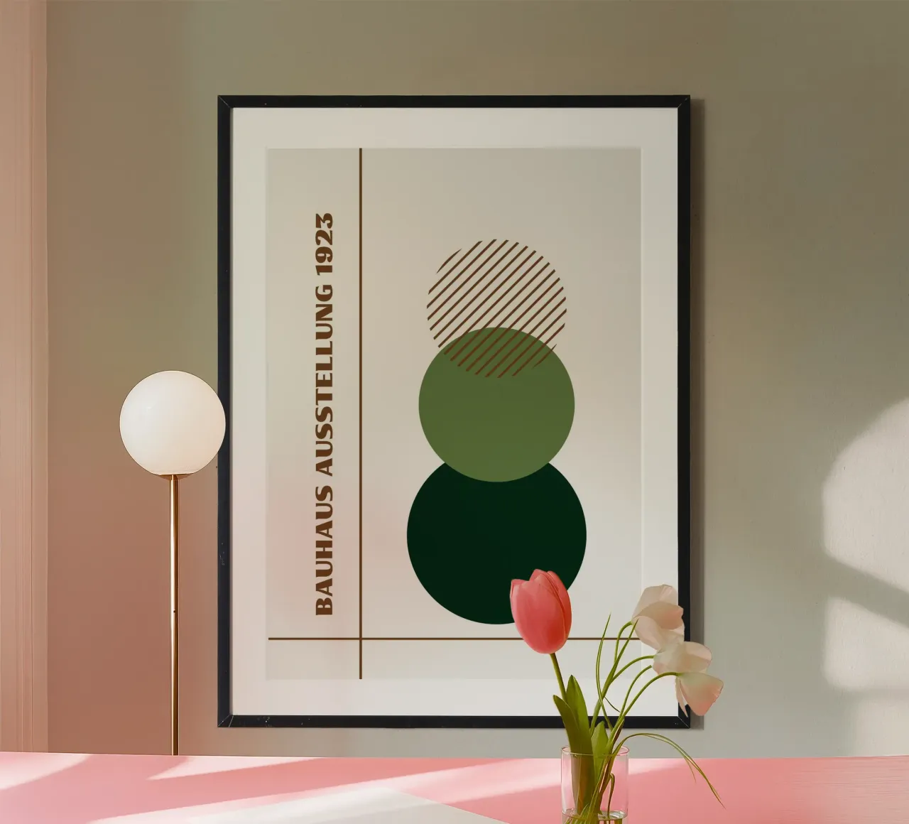 Bauhaus Circles Stack | Green Gradient Minimalist Earth Tone poster da Grungeo