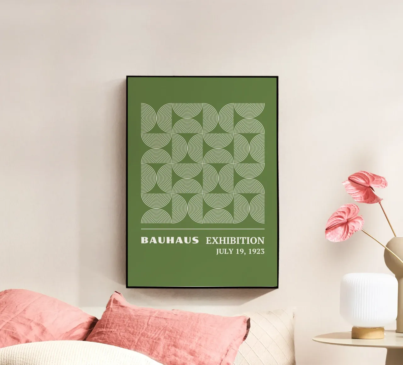 Bauhaus Op Art Pattern | Verde salvia Cerchi concentrici 1923 plexiglass da Grungeo