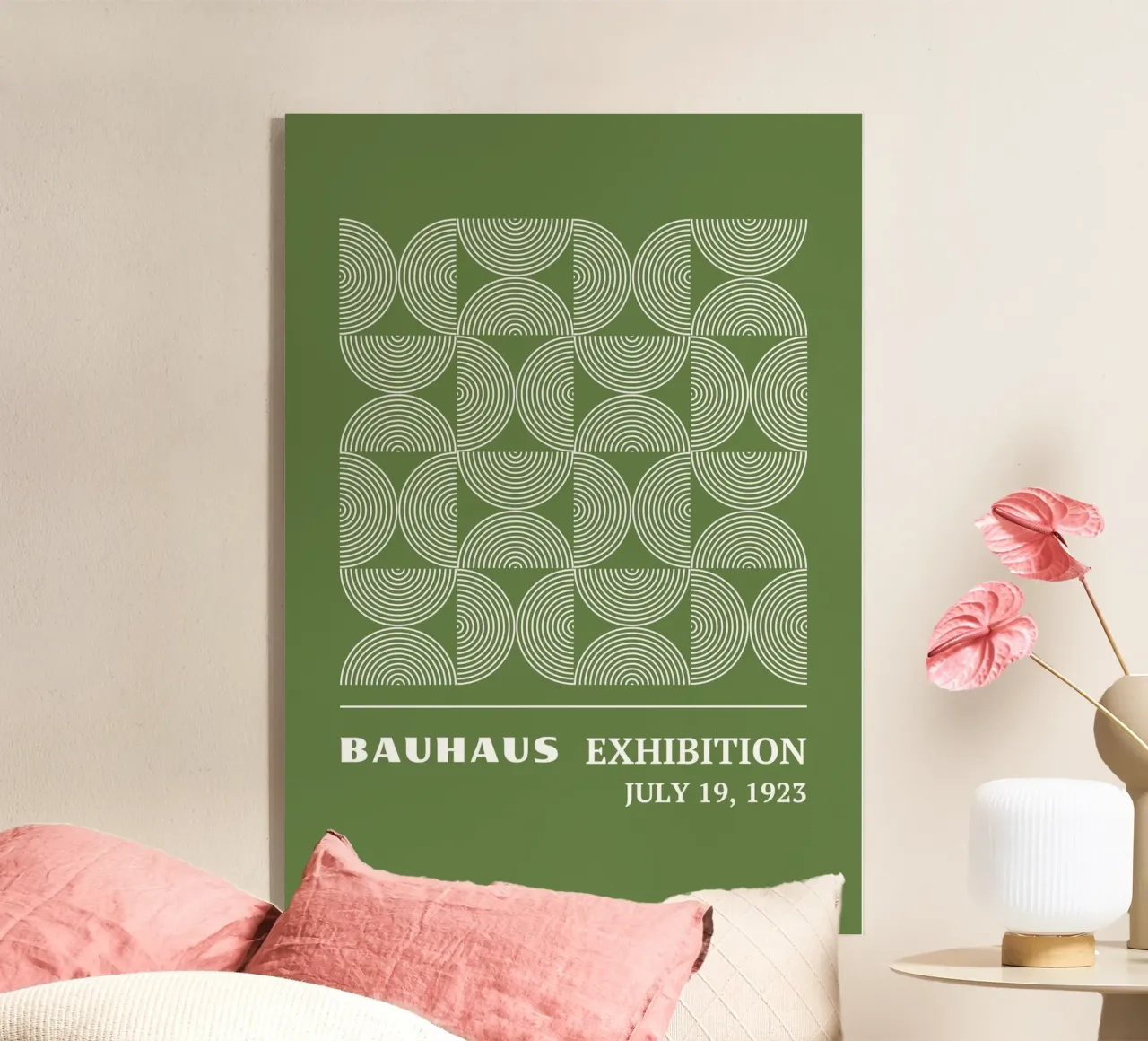 Bauhaus Op Art Pattern | Verde salvia Cerchi concentrici 1923 plexiglass da Grungeo