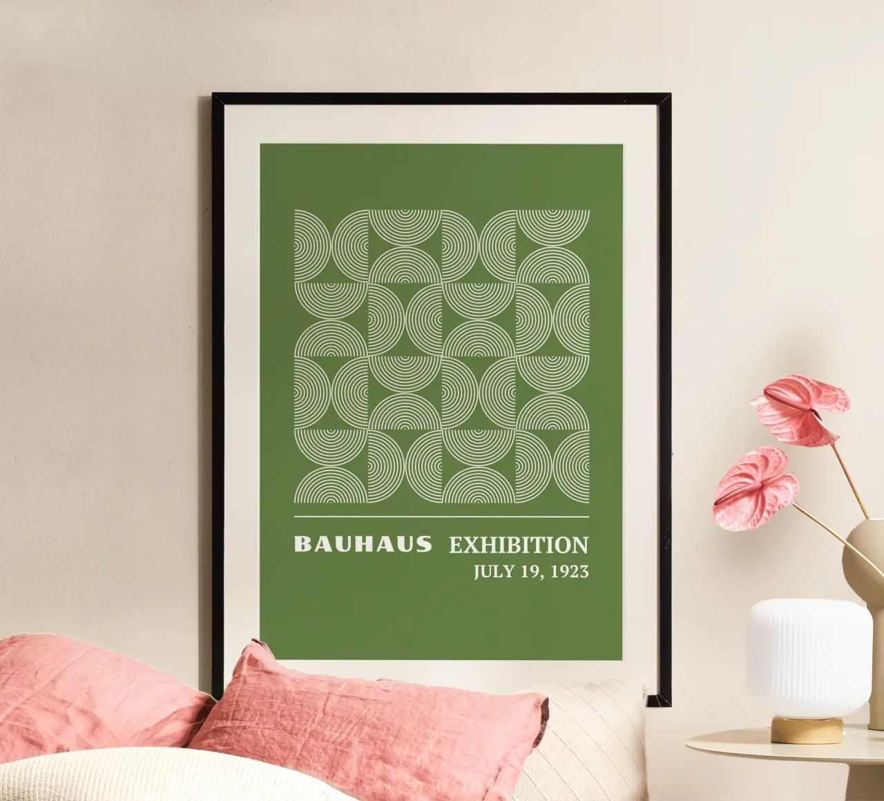 Bauhaus Op Art Pattern | Verde salvia Cerchi concentrici 1923 carta hahnemühle da Grungeo
