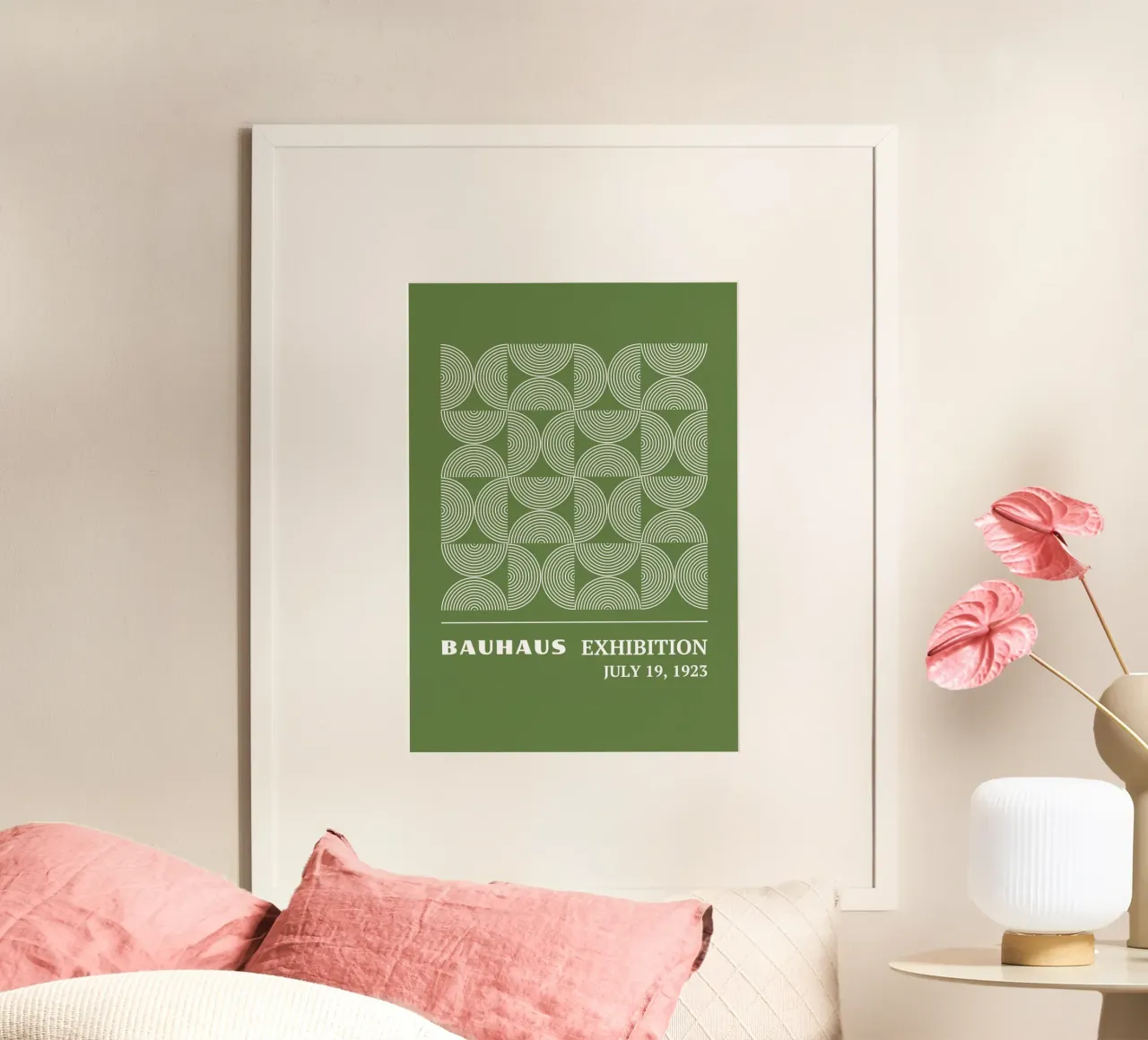 Bauhaus Op Art Pattern | Verde salvia Cerchi concentrici 1923 carta hahnemühle da Grungeo