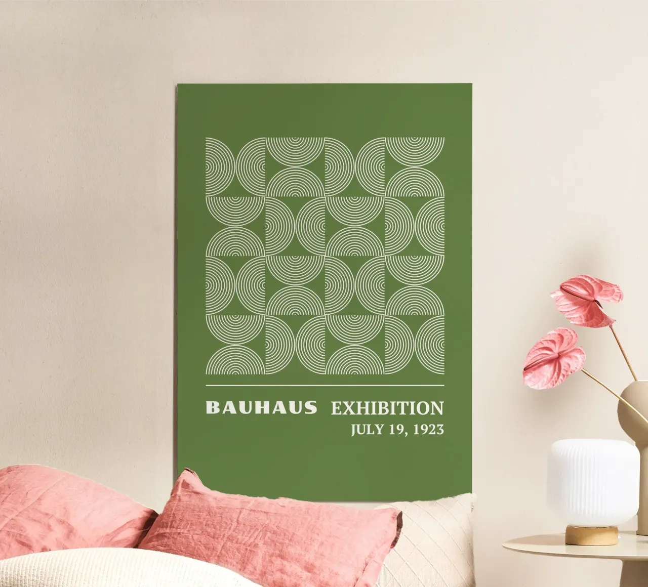 Bauhaus Op Art Pattern | Verde salvia Cerchi concentrici 1923 carta hahnemühle da Grungeo