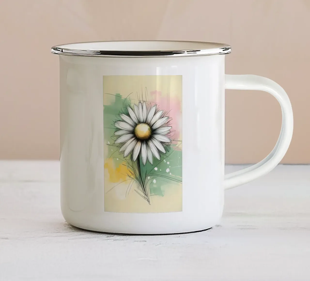 Pittura digitale minimalista a forma di margherita tazza in smalto da Bloom And Brush