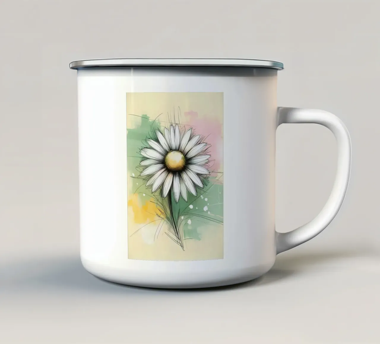 Pittura digitale minimalista a forma di margherita tazza in smalto da Bloom And Brush