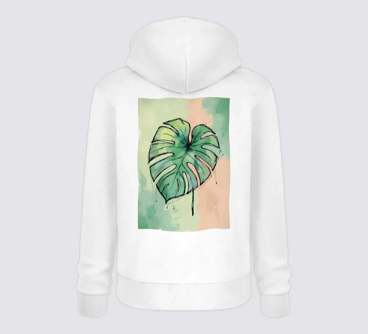 Pittura digitale minimalista di monstera felpa con cappuccio da Bloom And Brush