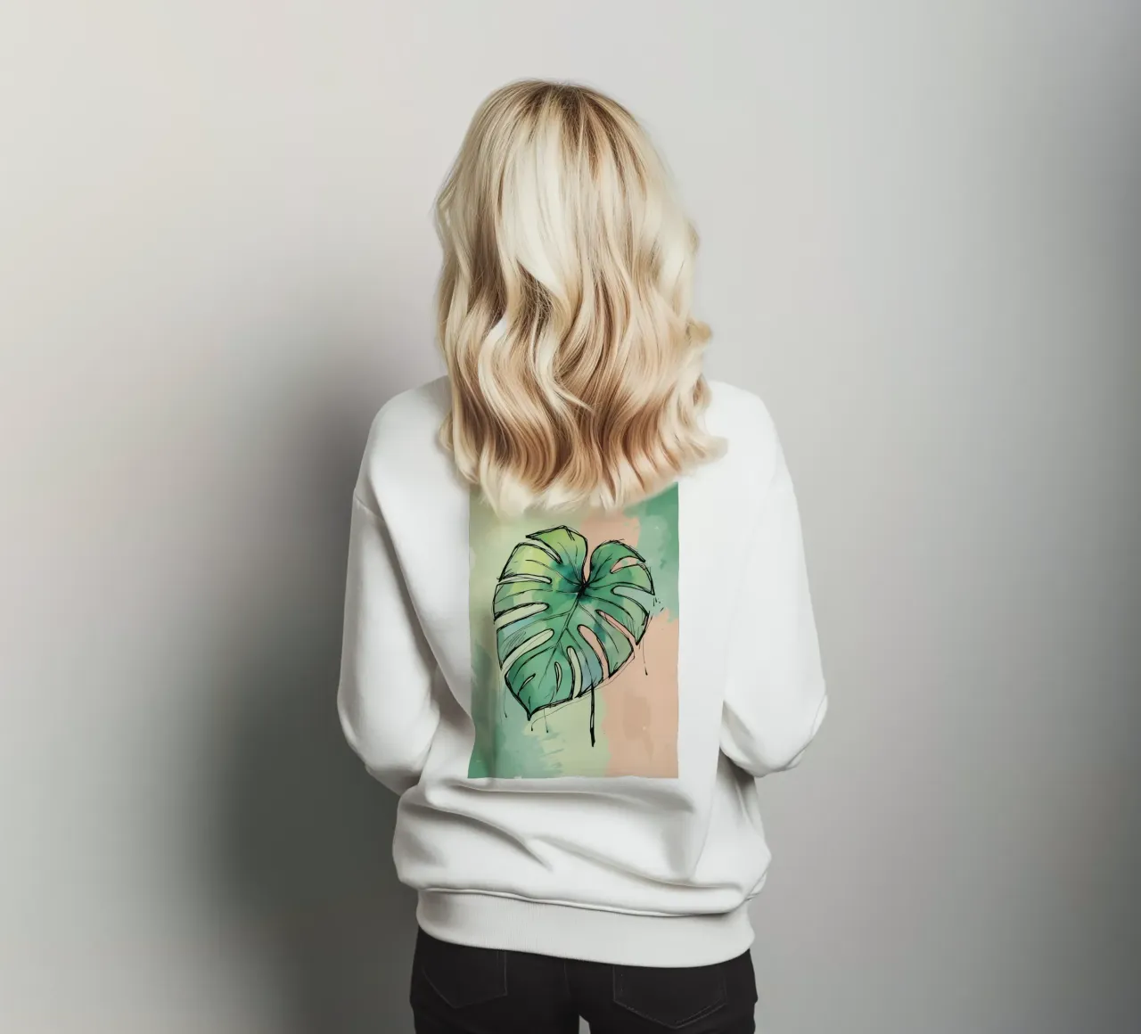 Pittura digitale minimalista di monstera felpa da Bloom And Brush