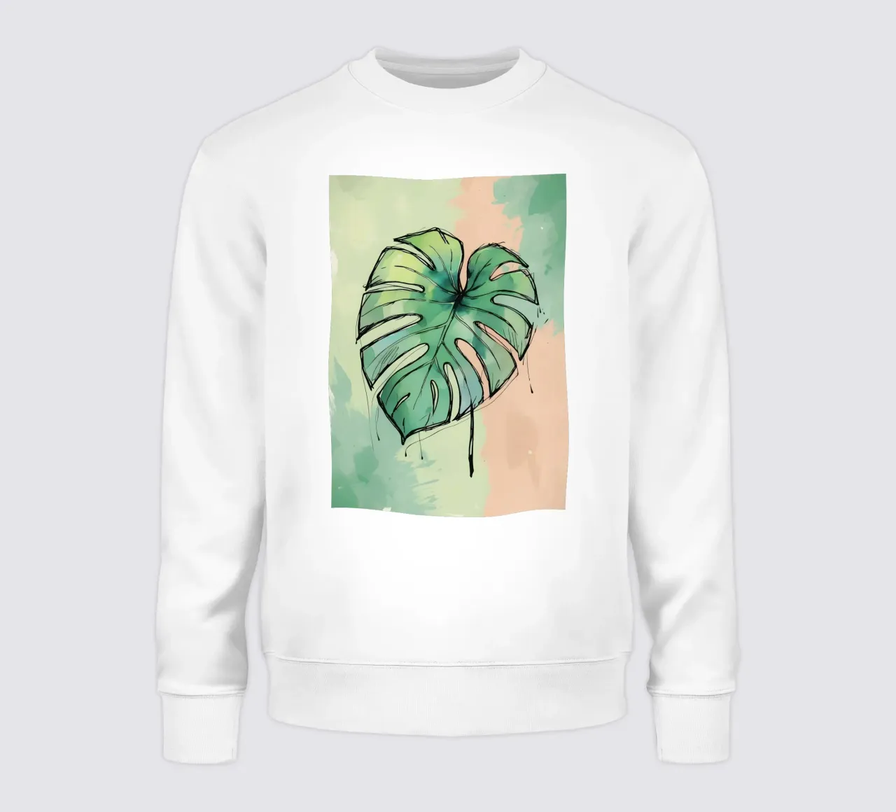 Pittura digitale minimalista di monstera felpa da Bloom And Brush