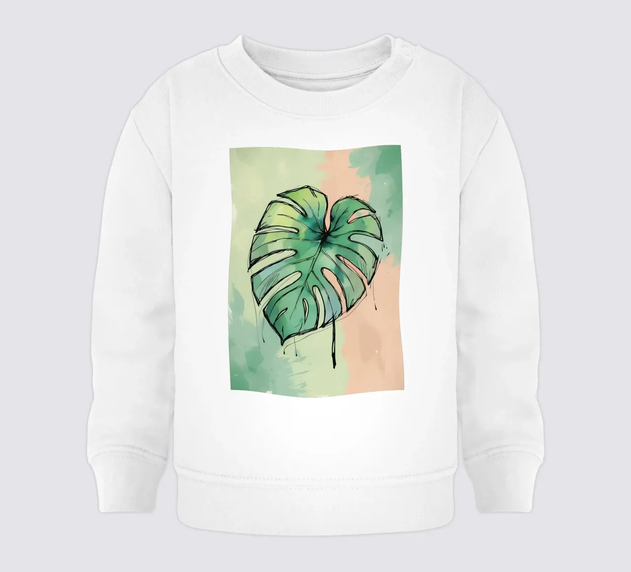 Pittura digitale minimalista di monstera felpa neonato da Bloom And Brush